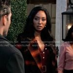 Jordan’s burgundy dress and plaid coat on General Hospital