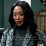 Jordan’s grey leopard print coat on General Hospital
