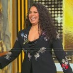 Jordin Sparks's black embroidered blazer on Tamron Hall Show