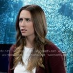 Josslyn’s cropped burgundy cardigan on General Hospital