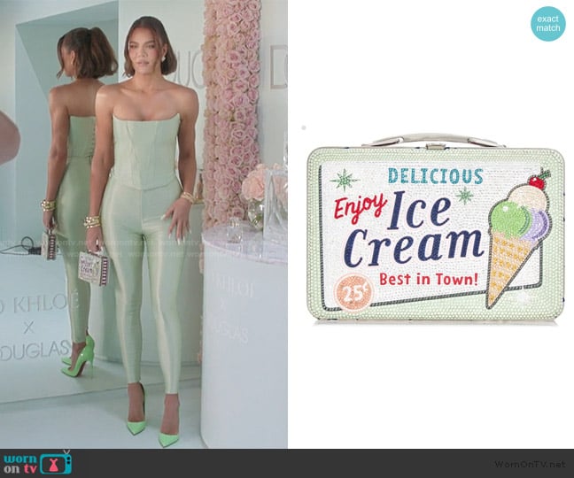 Judith Leiber Best Ice Cream Lunchbox Crystal Clutch worn by Khloe Kardashian (Khloe Kardashian) on The Kardashians
