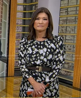 Juju’s black printed midi dress on Good Morning America