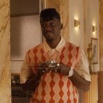 Julien's pink argyle knit vest on Emily in Paris