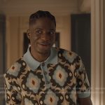 Julien’s blue print polo on Emily in Paris