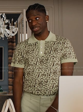 Julien's green printed polo on Emily in Paris