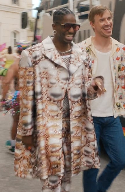 Julien's printed coat on Emily in Paris