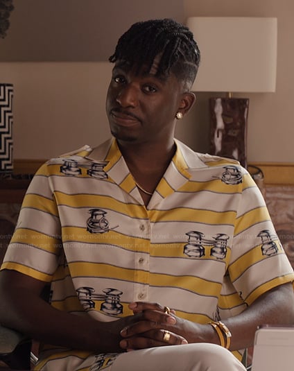Julien’s striped printed shirt on Emily in Paris