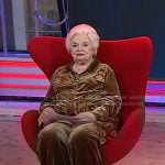 June Squibb’s brown embroidered velvet top and pants on Today