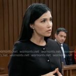 Justine’s black peplum jacket on General Hospital