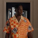 Julien’s mobile phone print shirt on Emily in Paris