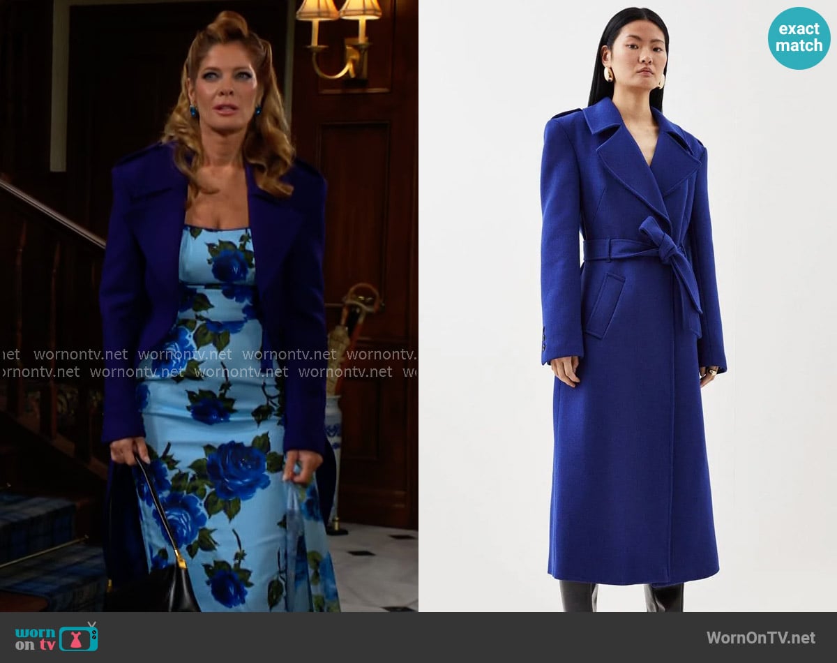 Karen Millen Italian Manteco Wool Strong Shoulder Coat worn by Phyllis Summers (Michelle Stafford) on The Young and the Restless