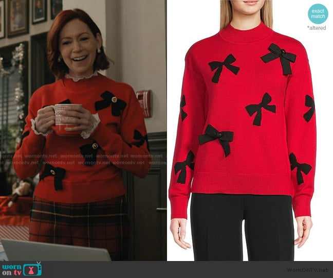 Karl Lagerfeld Paris Mock Neck Long Sleeve Bow Sweater worn by Elsbeth Tascioni (Carrie Preston) on Elsbeth