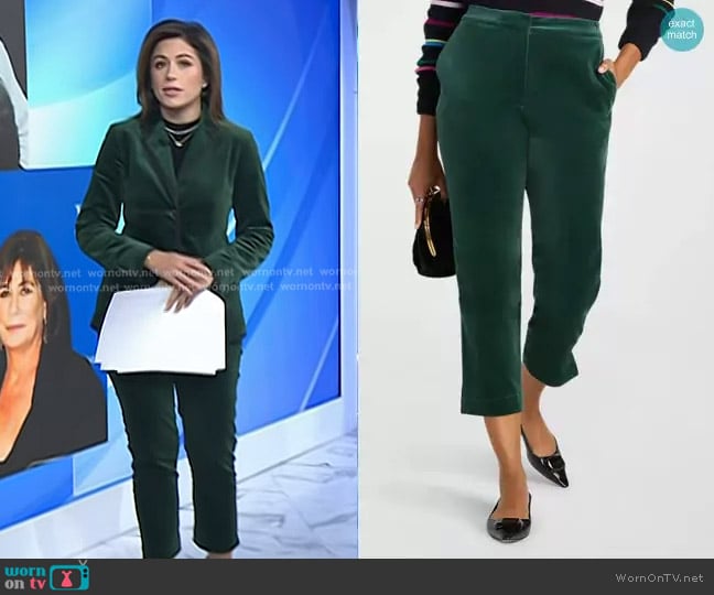 Kate Spade Cropped Wide-Leg Velvet Pants worn by Chloe Melas on Today