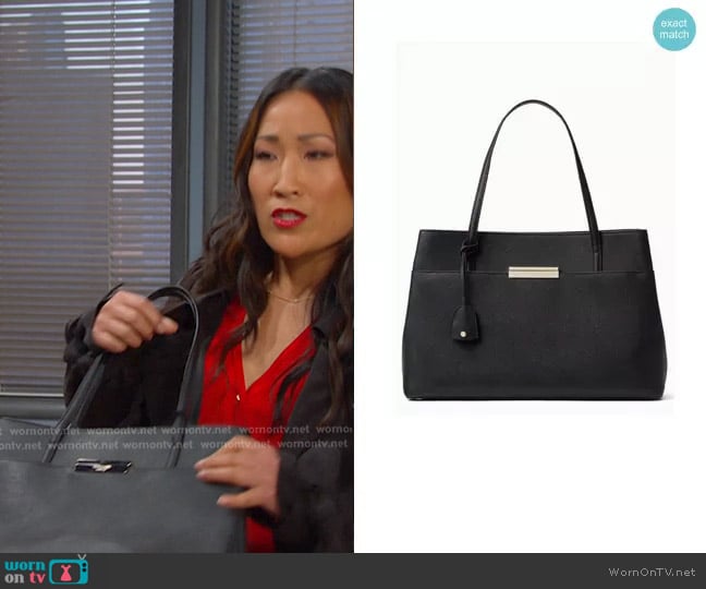 Kate Spade Maiden Way Saffiano Zuri Bag worn by Melinda Trask (Tina Huang) on Days of our Lives