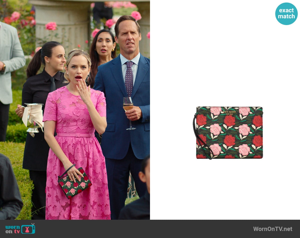 Kate Spade Morgan Rose Garden Gusseted Bag worn by Ainsley (Stephanie Styles) on Loot