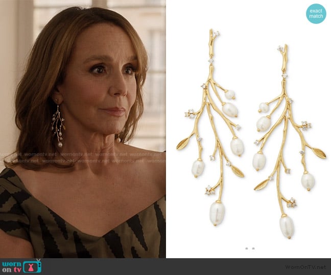 Kate Spade Pave Freshwater Earrings worn by Sylvie (Philippine Leroy-Beaulieu) on Emily in Paris