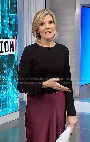 Kate’s black lace-up sleevel ribbed sweater on NBC News Daily