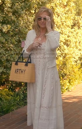 Kathy's white lace dress on The Real Housewives of Beverly Hills