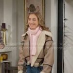 Katie’s taupe jacket and baggy jeans on The Young and the Restless