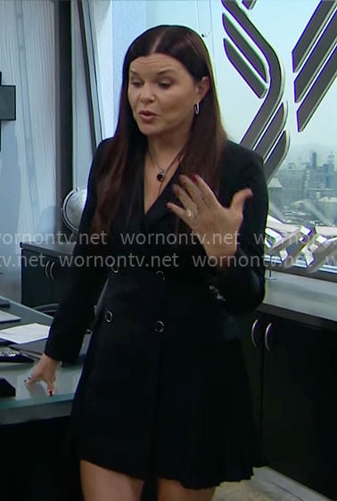 Katie’s black pleated blazer dress on The Bold and the Beautiful