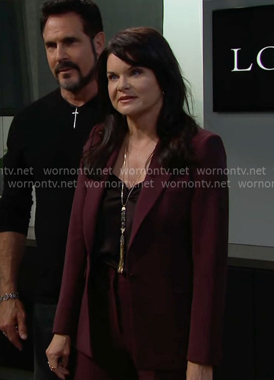 Katie’s burgundy suit on The Bold and the Beautiful