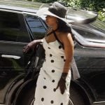 Wendy’s white polka dot print halter dress on The Real Housewives of Potomac
