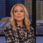 Kelly’s black plaid shirt on Live with Kelly and Mark