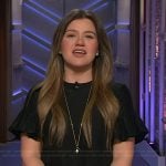 Kelly's black ruffle sleeve dress on The Kelly Clarkson Show