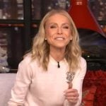 Kelly’s white metallic rose sweater on Live with Kelly and Mark