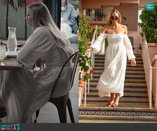 Kenny Flowers The Jetset White Bamboo Smocked Maxi Dress worn by Molly O’Connell on Southern Charm