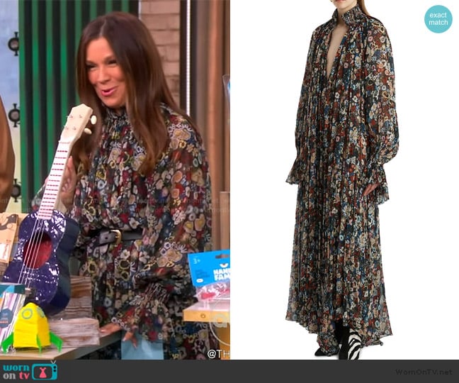 Khaite Edgar Floral Pleated Silk Gown worn by Gretta Monahan on The View