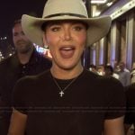 Khloe’s black tee and colorblock jeans on The Kardashians