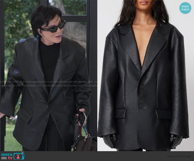 Kris’s black leather jacket on The Kardashians