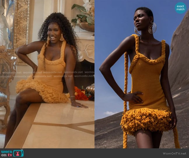 Kilentar Ito Braided Fringe Mini Dress worn by Bozoma Saint John on The Real Housewives of Beverly Hills