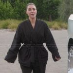 Kim’s black belted robe on The Kardashians