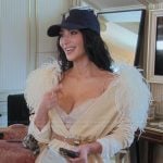 Kim's feather trim robe on The Kardashians