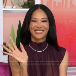 Kimora Lee Simmons’s burgundy gathered sheer top on Today