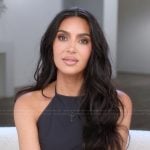 Kim’s black confessional top on The Kardashians