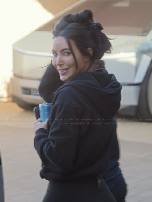 Kim's black hoodie on The Kardashians