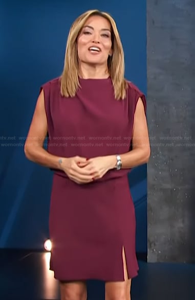Kit’s burgundy mini dress on Access Hollywood