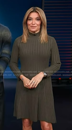 Kit’s green ribbed sweater dress on Access Hollywood