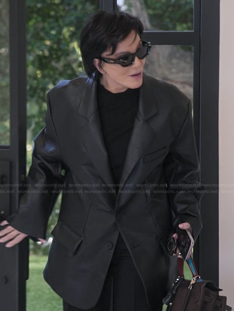 Kris’s black leather jacket on The Kardashians