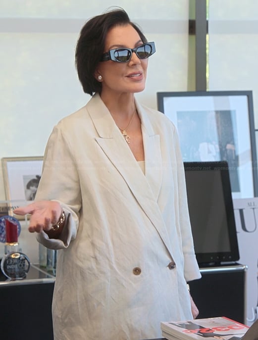 Kris's white linen blazer on The Kardashians