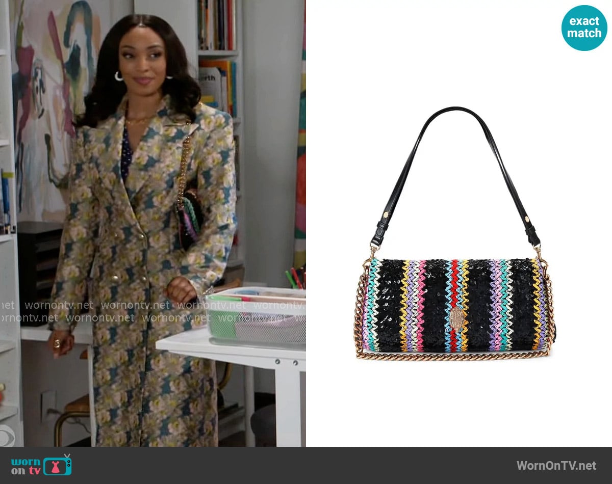 Kurt Geiger Long Kensington Woven Shoulder Bag worn by Madison Montgomery (Kenjah) on Beyond the Gates