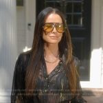 Kyle’s black metallic stripe shirt and mini skirt on The Real Housewives of Beverly Hills