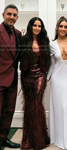 Kyle's sequin feather trim gown on The Real Housewives of Beverly Hills
