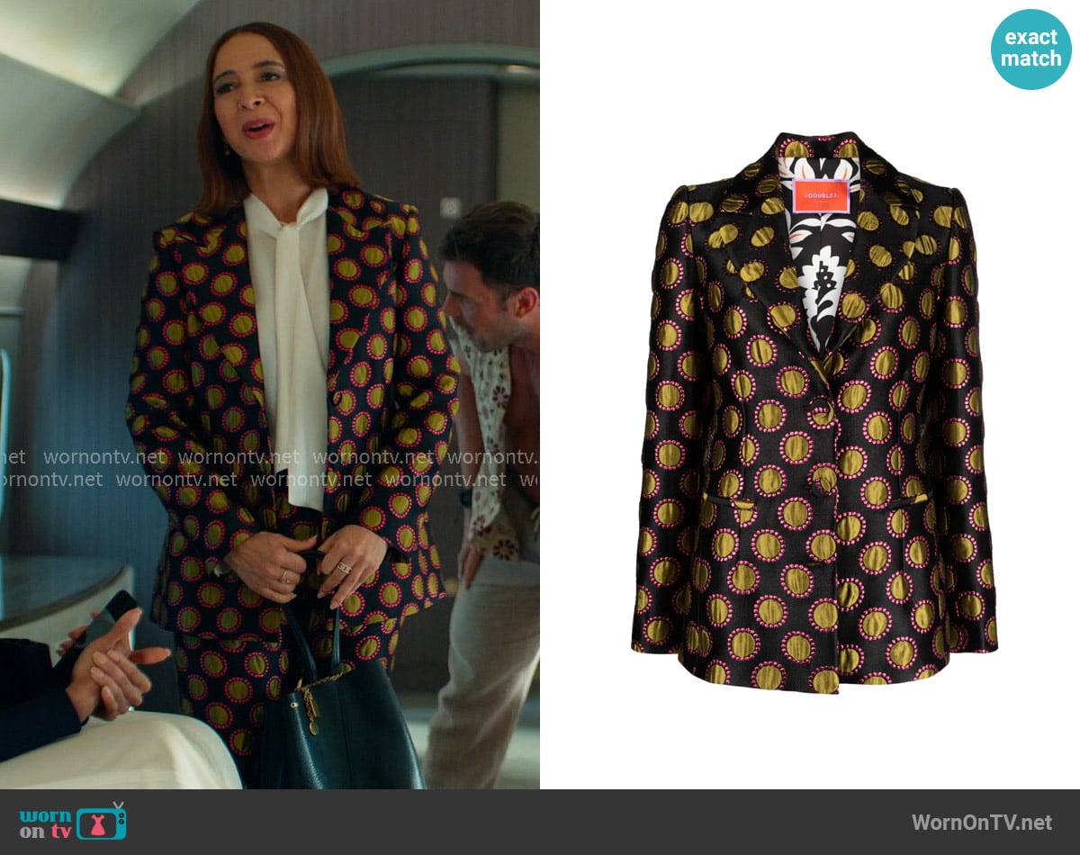 La DoubleJ 24/7 patterned-jacquard jacket worn by Molly Novak (Maya Rudolph) on Loot
