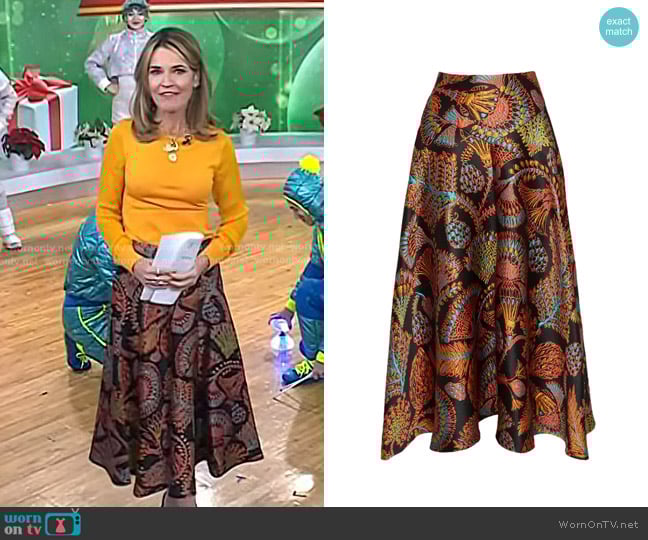 La DoubleJ Milano Skirt Jacquard Sicomore Black worn by Savannah Guthrie on Today