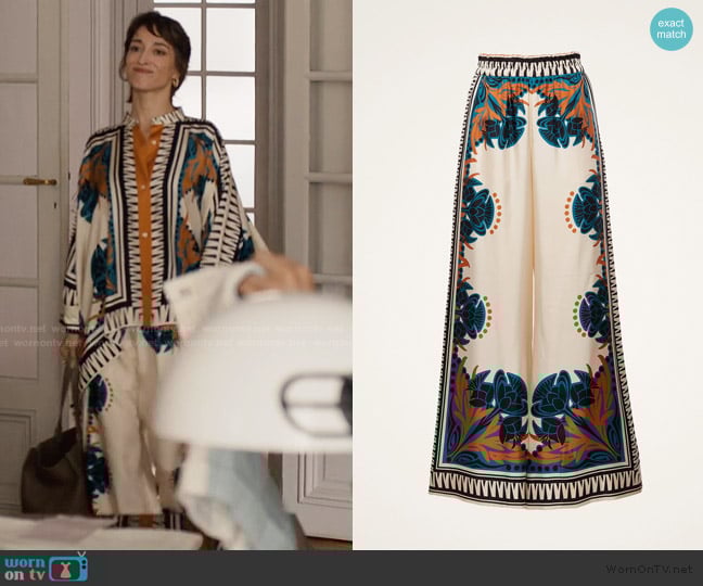 LA DoubleJ Palazzo Pants worn by Livia (Sylvia Sakellaridis) on Emily in Paris