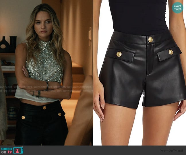 L'Agence Dionne Faux-Leather Shorts worn by Harper ( Alina Rose Armstrong) on Elsbeth